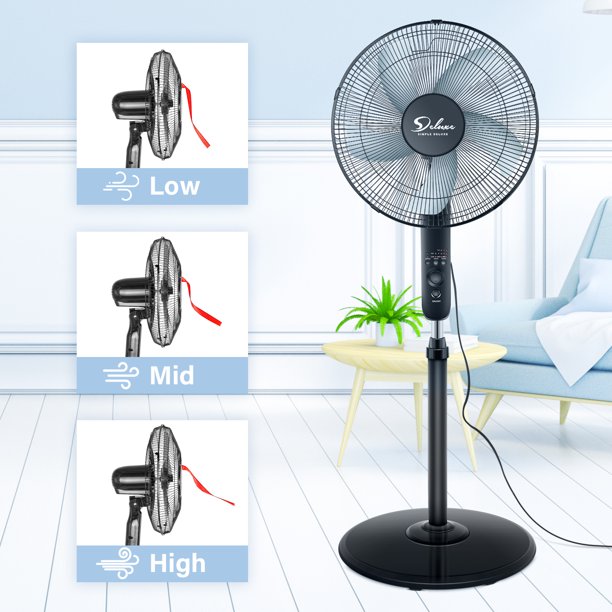 SUGIFT Pedestal Fans 16¡å Adjustable 3 Speed Stand Fan Oscillating Fans with Remote Control Floor Fans