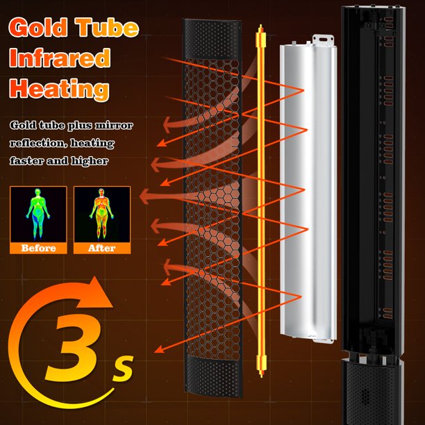 SUGIFT Wall Mount Patio Heater Electric Infrared Golden Tube Outdoor Heater Instant Warm