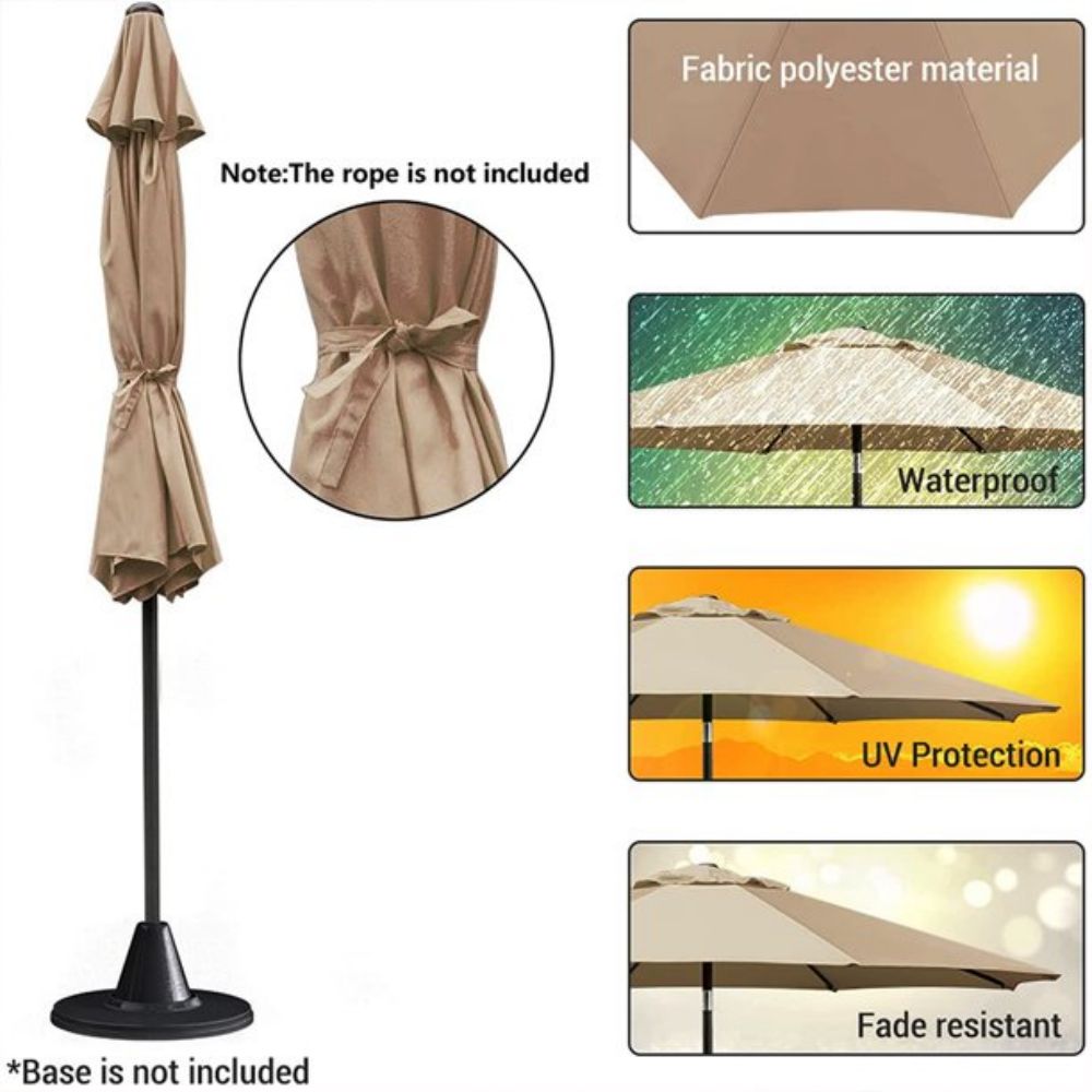 SUGIFT 9 ft. Market Outdoor Patio Umbrella in Beige with Push Button Tilt and Crank