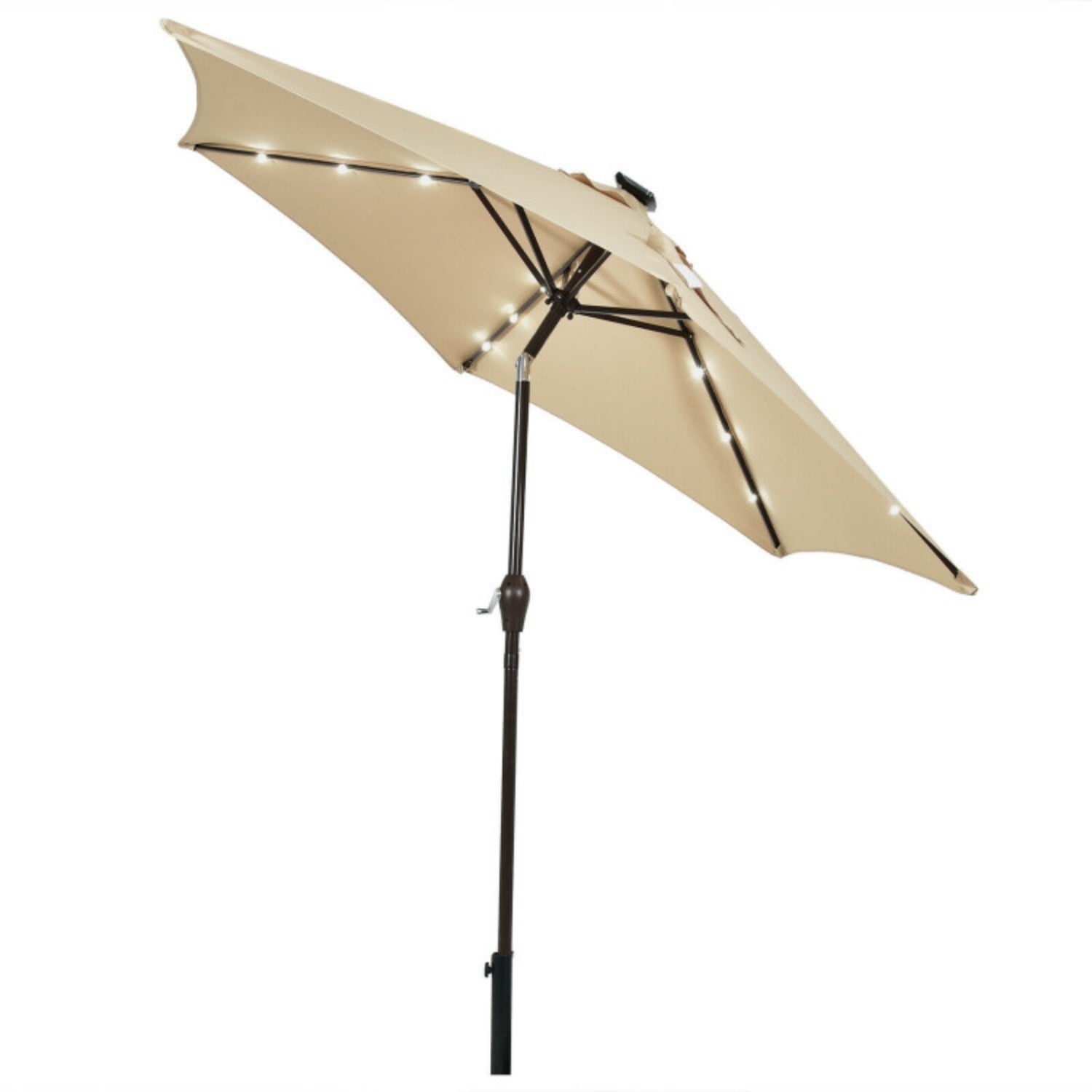 SUGIFT 9 Feet Solar LED Lighted Patio Market Umbrella Tilt Adjustment Crank,Beige