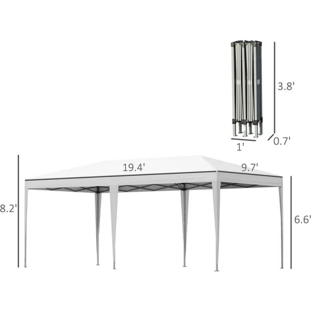 10 ft. x 20 ft. White Outdoor Pop Up Canopy Gazebo