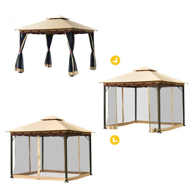 SUGIFT 2-Tier Patio Shelter 10 x 10 Feet Gazebo Canopy Awning