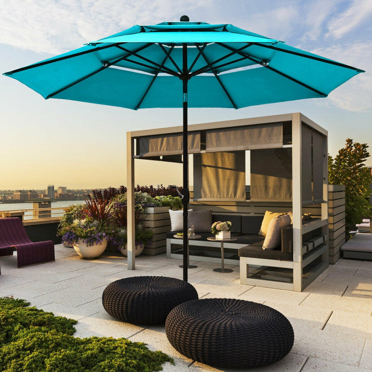 10 ft. Aluminum Pole Market Patio Umbrella in Turquoise