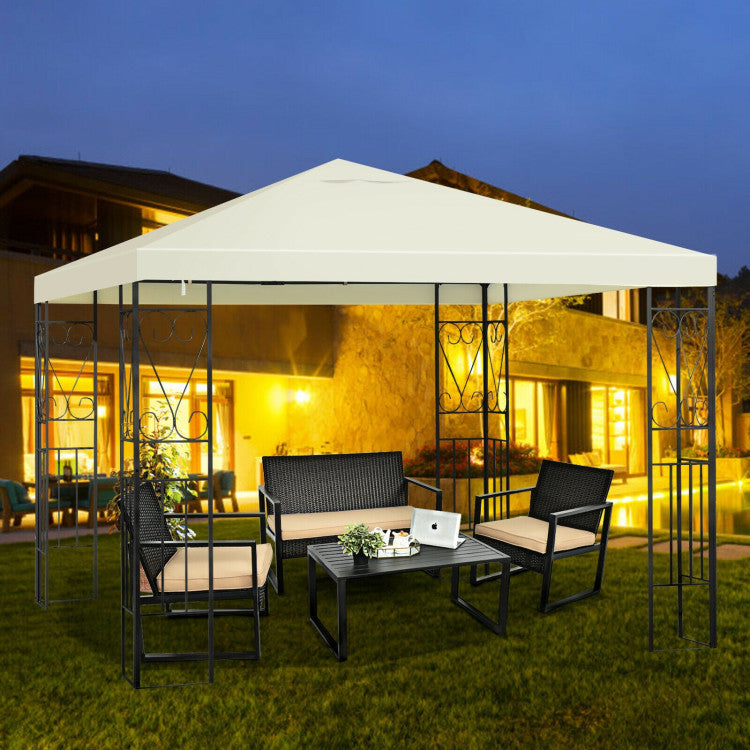 10 ft. x 10 ft. Beige Outdoor Patio Gazebo Canopy