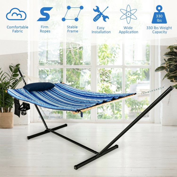 11.7 ft. Free Standing Hammock Bed with Stand in Blue