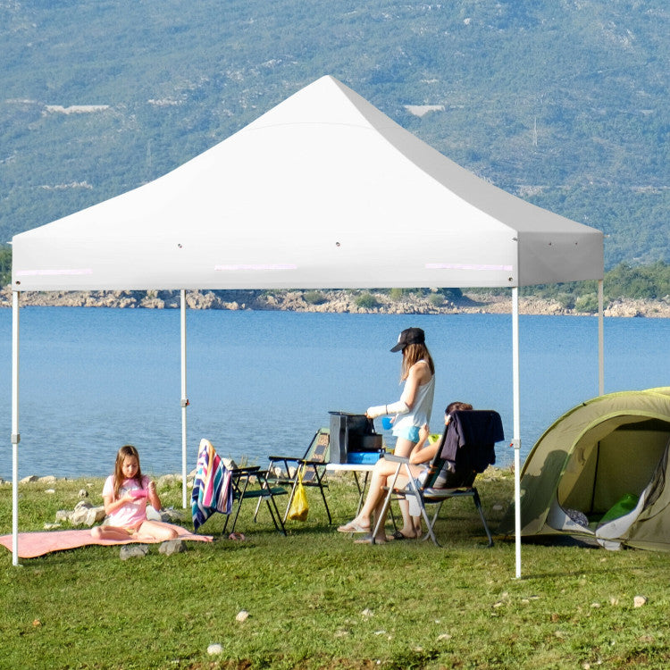 10 ft. x 10 ft. White Canopy Pop Up Tent with Removable Side Wall and Roller Bag