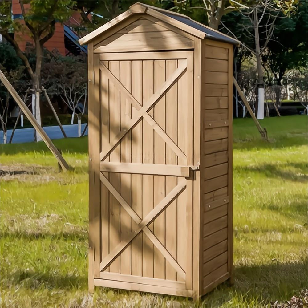 1.5 ft. W x 2.1 ft. D Outdoor Wooden Storage Sheds Fir Wood Lockers in Brown with Workstation (3.15 sq. ft.)