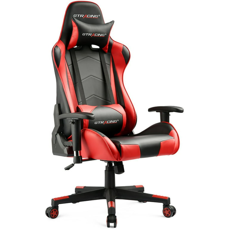 SUGIFT Gaming Chair Office Chair PU Leather with Adjustable Headrest and Lumbar Pillow, Red