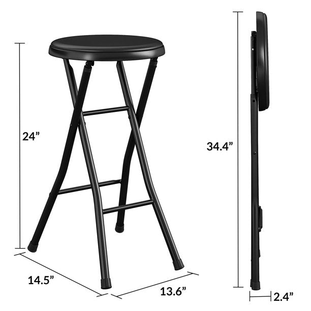 SUGIFT Folding Metal Stool, Black