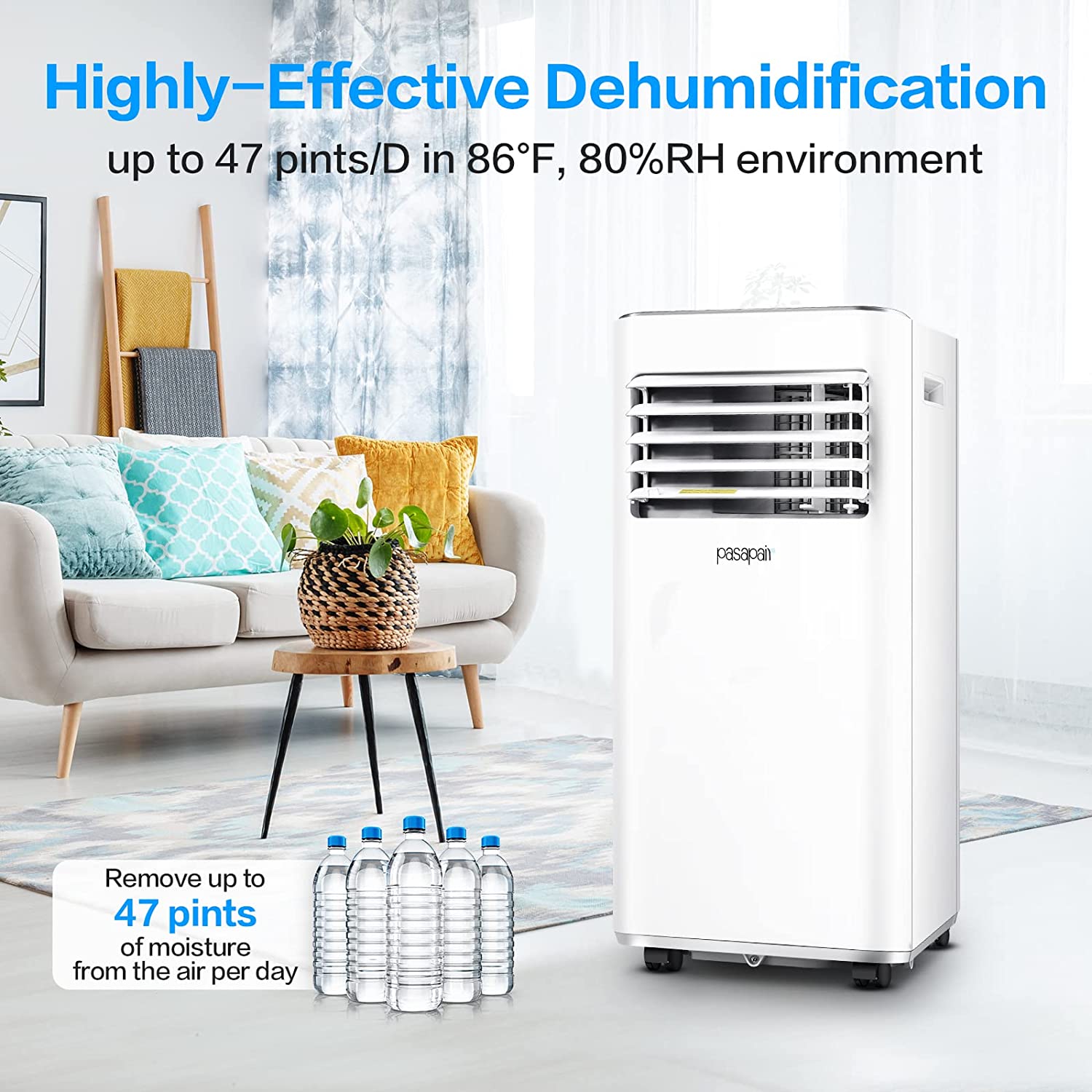 8000 BTU Portable Air Conditioner with Remote Control for Home & Office