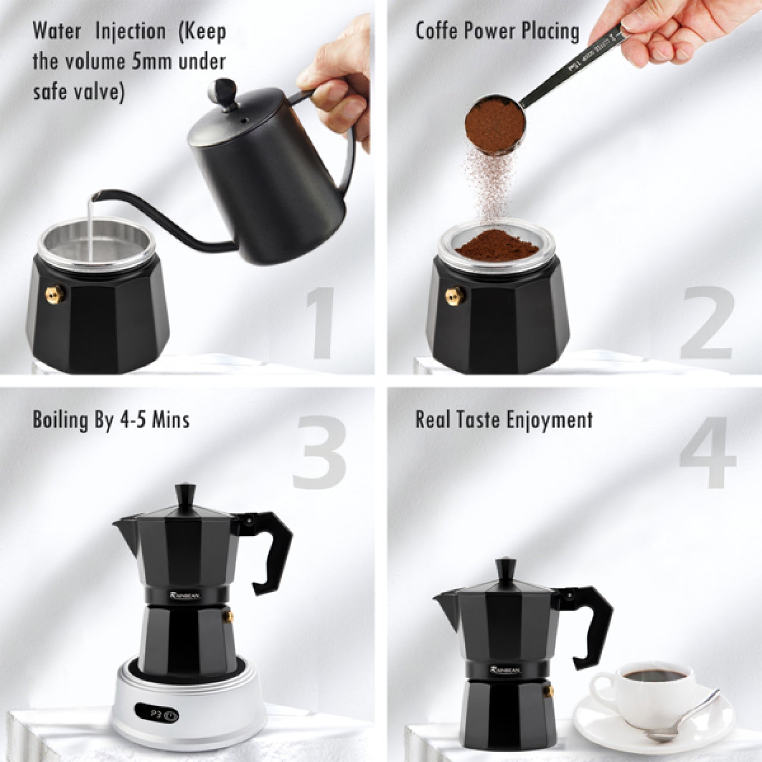 SUGIFT Stovetop Espresso and Coffee Maker£¬Black Gift package with 2 cups