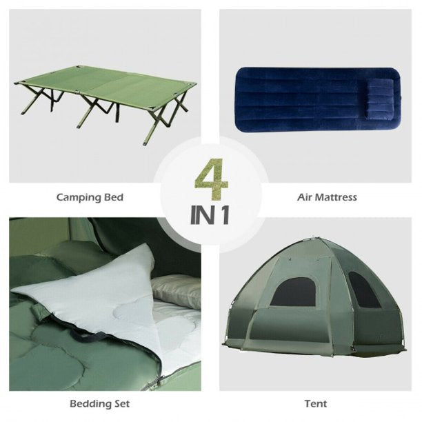 SUGIFT Outdoor Tent 1-Person Compact Portable Pop-Up Tent Air Mattress and Sleeping Bag