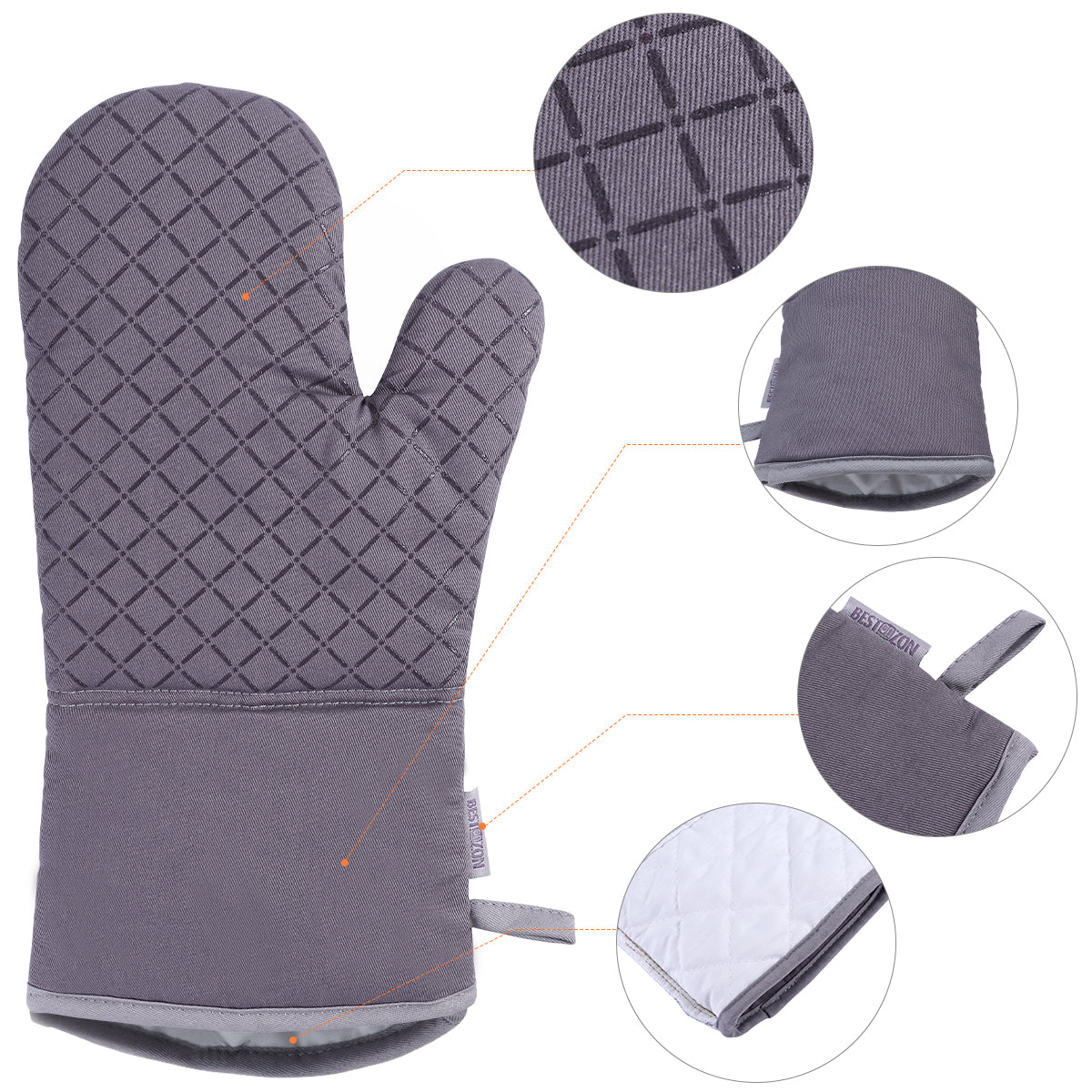 SUGIFT Pot Holders and Oven Mitts Gloves with Silicone Printed,2 Hot Pads and 2 Potholders Set,4 Piece Heat Resistant Kitchen Linens Set for Cooking,Baking,Grilling,Barbecue