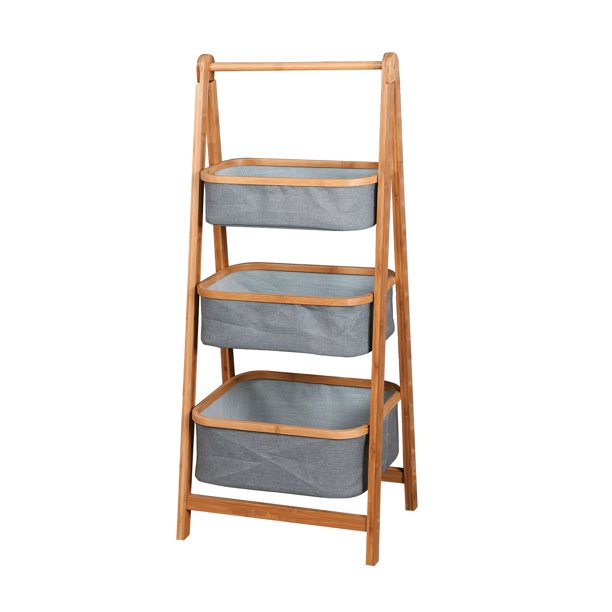 SUGIFT 3-Tier Storage Rack Bedroom Bamboo Rack Living Room Bedroom 17.5 x 13 x 42.9 inch