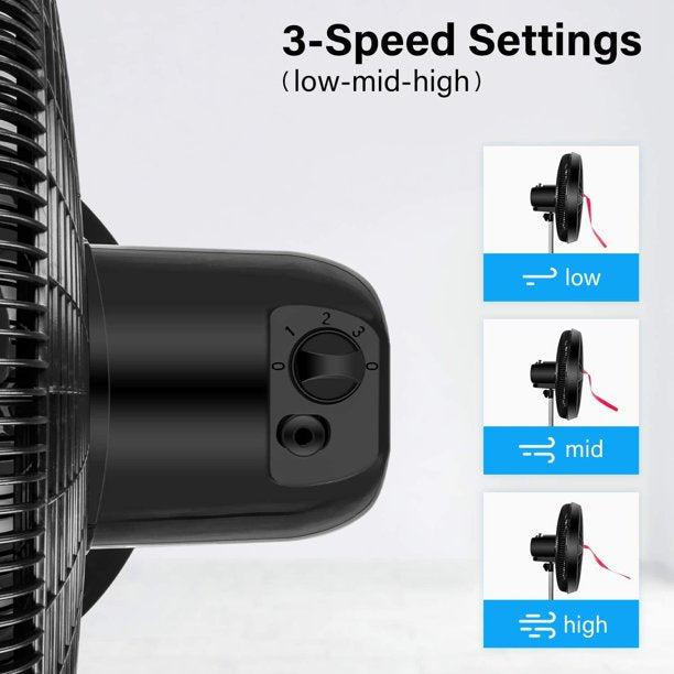 SUGIFT Oscillating Fan Stand Fan Pedestal Fan, Adjustable 3 Levels Speed 90¡ãHorizontal Oscillating 18in Black