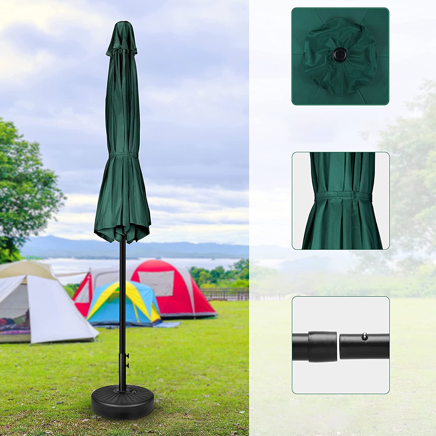 SUGIFT 7.5' Outdoor Patio Table Umbrella Market Umbrella with Push Button Tilt/Crank-Green