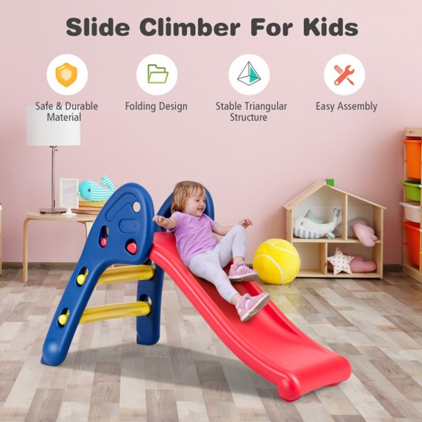 SUGIFT Kids Slide 2 Step Children Folding Plastic Slide