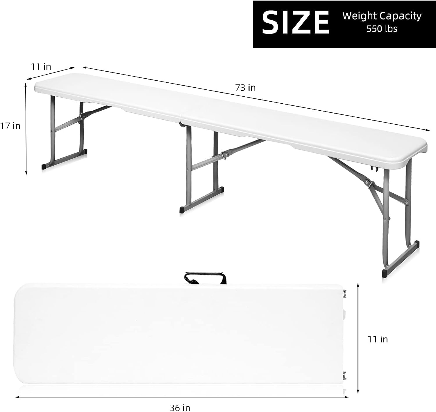 Folding Bench 6 Foot Plastic Folding Bench Seat Portable Foldable Bench