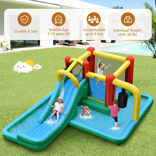 SUGIFT Inflatable Bounce House Slide Water Park Climbing Bouncer Pendulum Chunnel Game without Air-blower