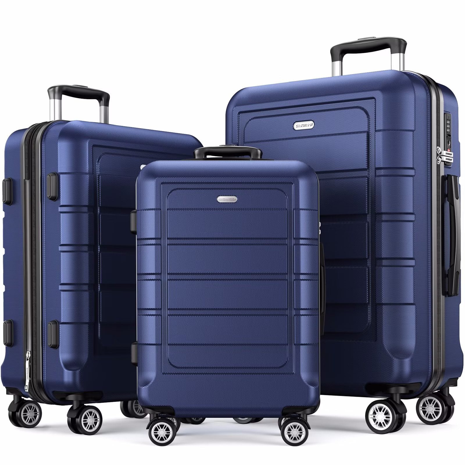 SUGIFT 3 Piece Luggage Set Expandable ABS Hard Shell luggage TSA Lock Hardside Double Spinner Wheels Suitcase BLACK