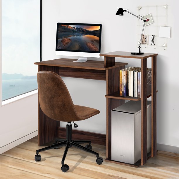 SUGIFT Efficient Home Laptop Notebook Computer Desk with Square Shelves