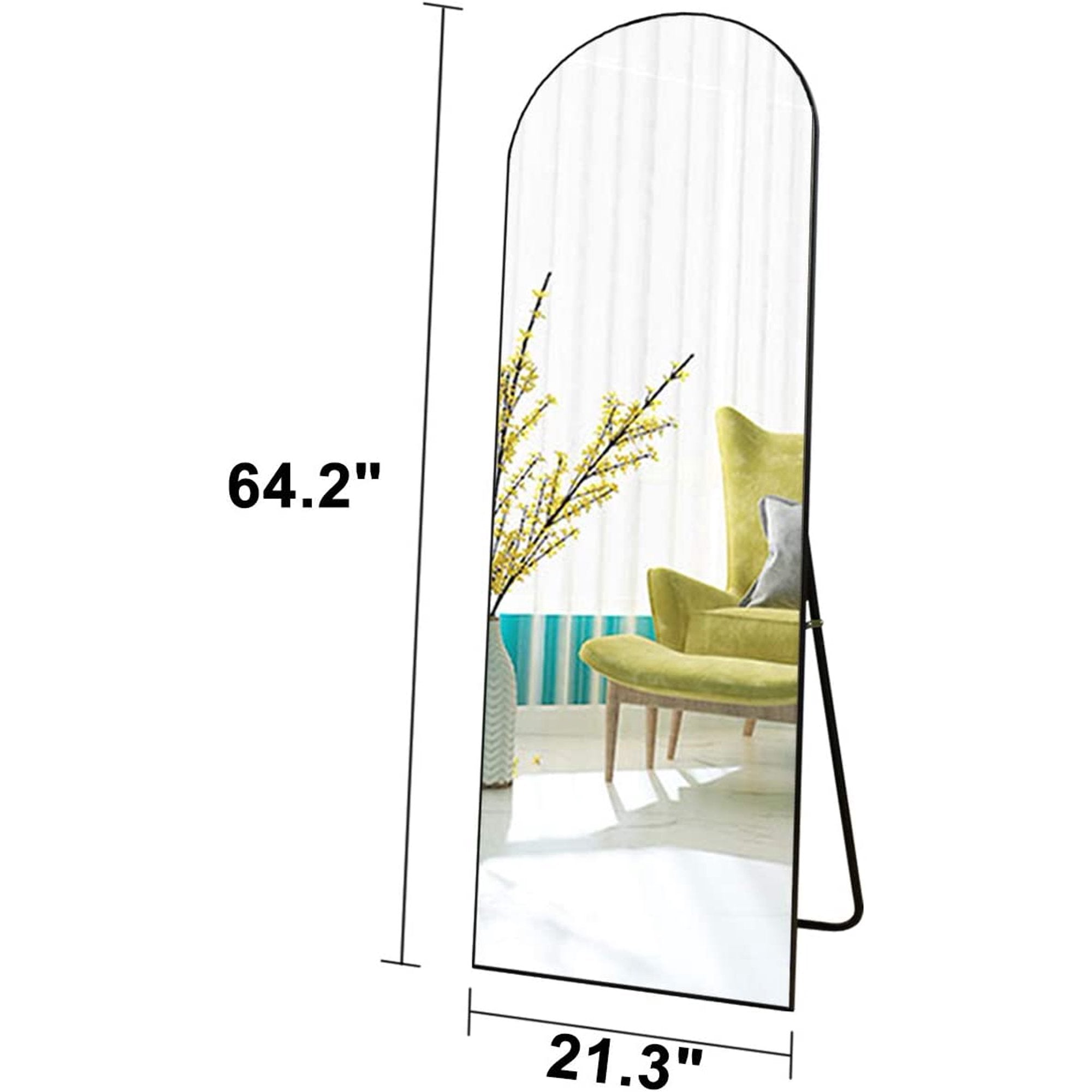 Arched Full Length Mirror Floor Mirror with Aluminum Alloy Frame