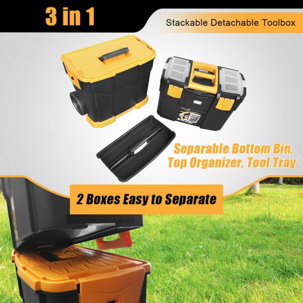 Rolling Toolbox Stackable Cabinet Storage Chest Organizer with Handle