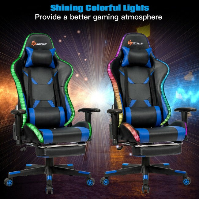 SUGIFT Ergonomic High Back Massage Gaming Chair with Light and Handrails