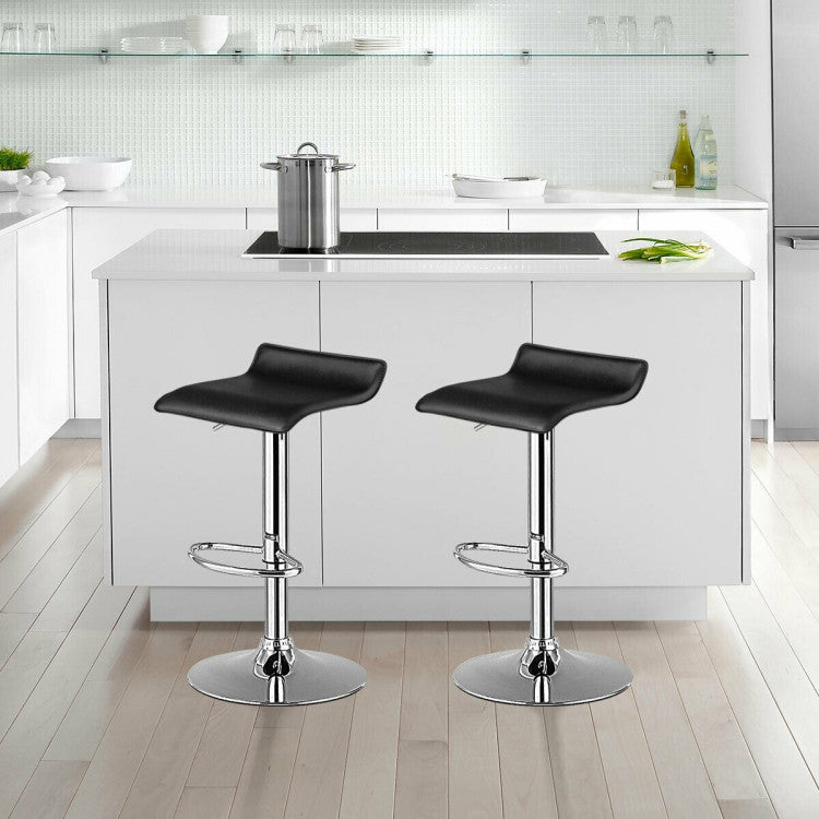 SUGIFT Set of 2 Modern Design Adjustable Backless Bar Stools,PU Leather,Black