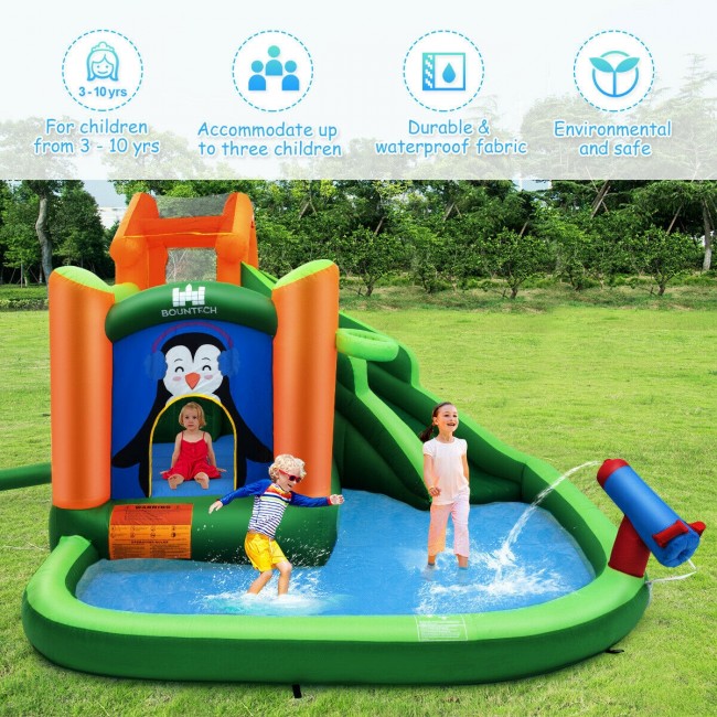 SUGIFT Inflatable Slide Kid Water Park with Climbing Wall Splash Pool Water Cannon,without Blower