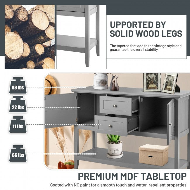 SUGIFT Sideboard Buffet Table Wooden Console Table with Drawers & Cabinets,Gray