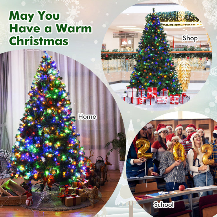 8 Feet Pre-Lit Artificial Spruce Christmas Tree with 550 Multicolor Lights for Festival