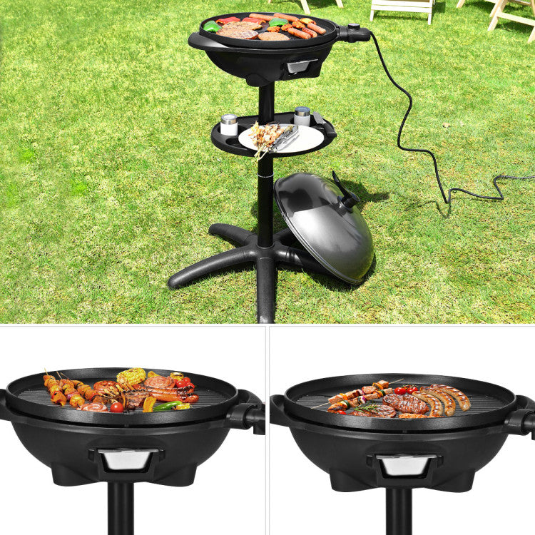 SUGIFT 1350 W Outdoor Electric BBQ Grill with Removable Stand