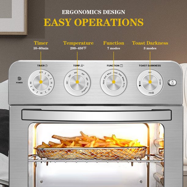 SUGIFT Air Fry Oven, Countertop Toaster Oven, 3-Rack Levels, 16 Preset Modes, Stainless Steel