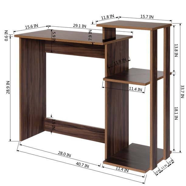 SUGIFT Efficient Home Laptop Notebook Computer Desk with Square Shelves