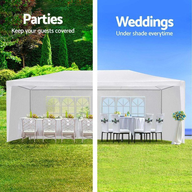 SUGIFT Outdoor Canopy Party Wedding Tent White Gazebo Pavilion with 6 Side Walls