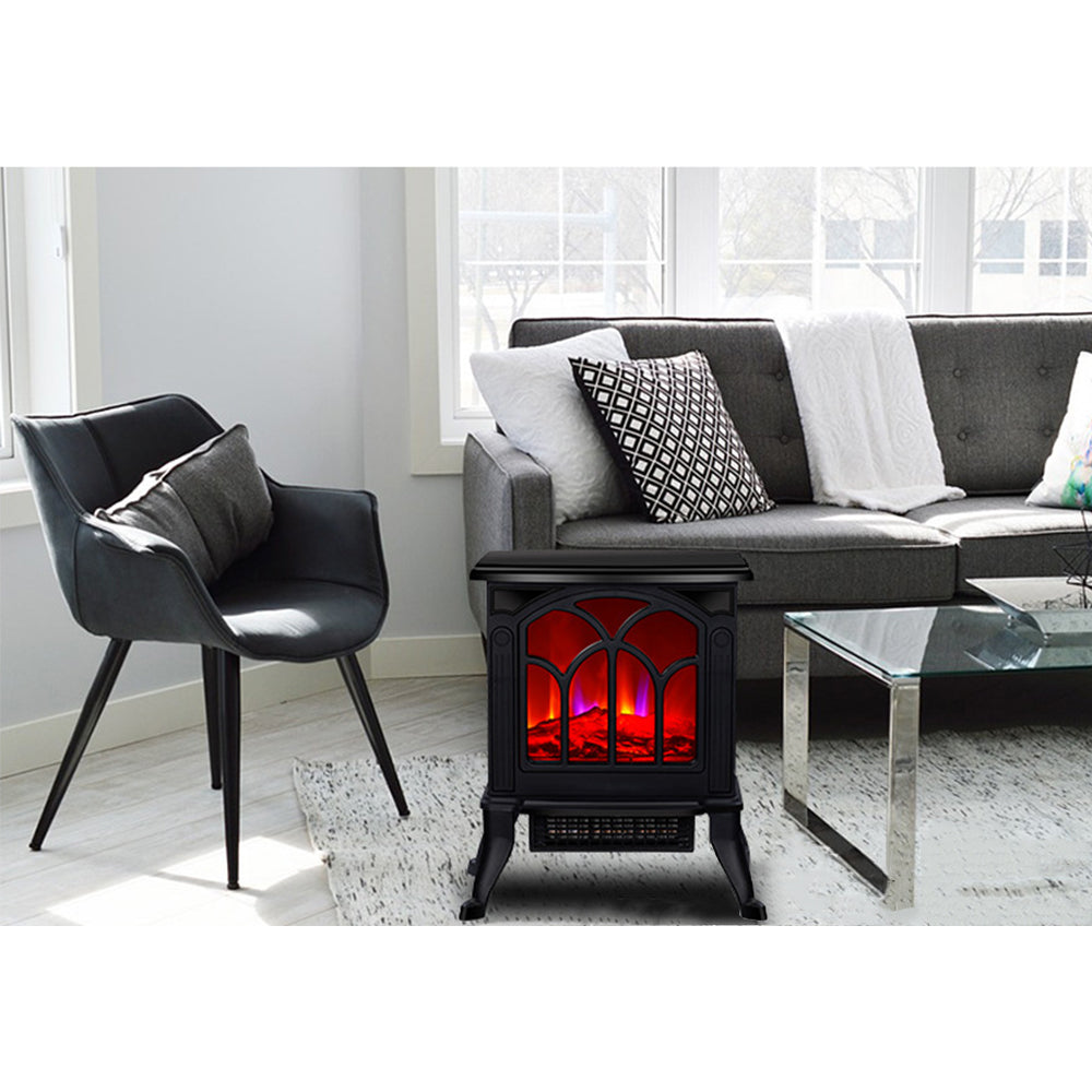 SUGIFT Electric Fireplace-Indoor Freestanding Space Heater with Faux Log and Flame Effect by SUGIFT , Black
