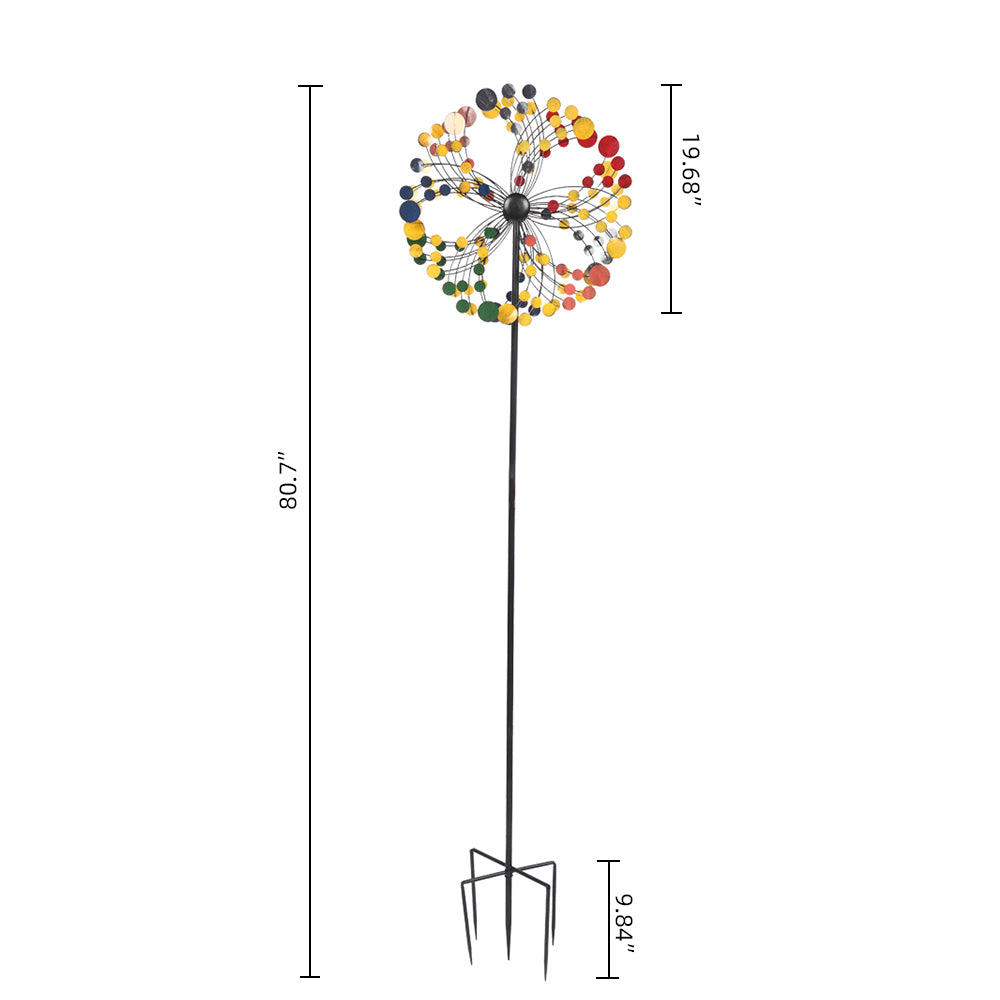 Wrought Iron Windmill-Colorful Round