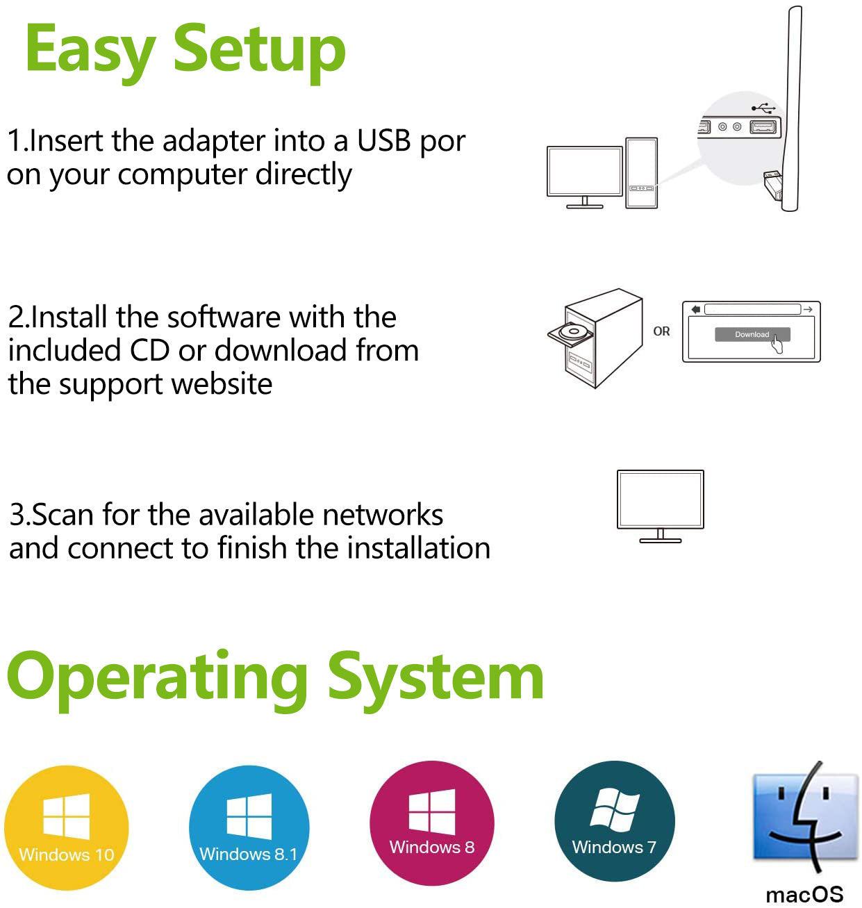 USB WiFi Adapter for Desktop PC, AC1200Mbps USB 3.0 WiFi Dual Band Network Adapter with 2.4GHz/5GHz High Gain Antenna, MU-MIMO, Windows 10/8.1/8/7/XP, Mac OS 10.9-10.15