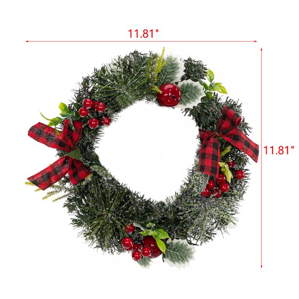 SUGIFT A Christmas Wreath Decorated With Apples And Raspberries With Red Bows