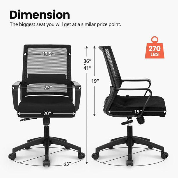 SUGIFT Office Swivel Desk Ergonomic mesh Adjustable Lumbar Support Computer Task Back armrest Home Rolling Women Adults Men Chairs Height Comfortable Gaming Guest Reception (Black)