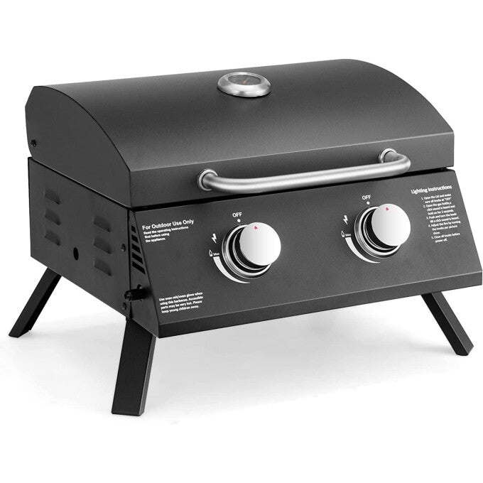 2-Burner Portable Propane Gas Table Top Grill in Black