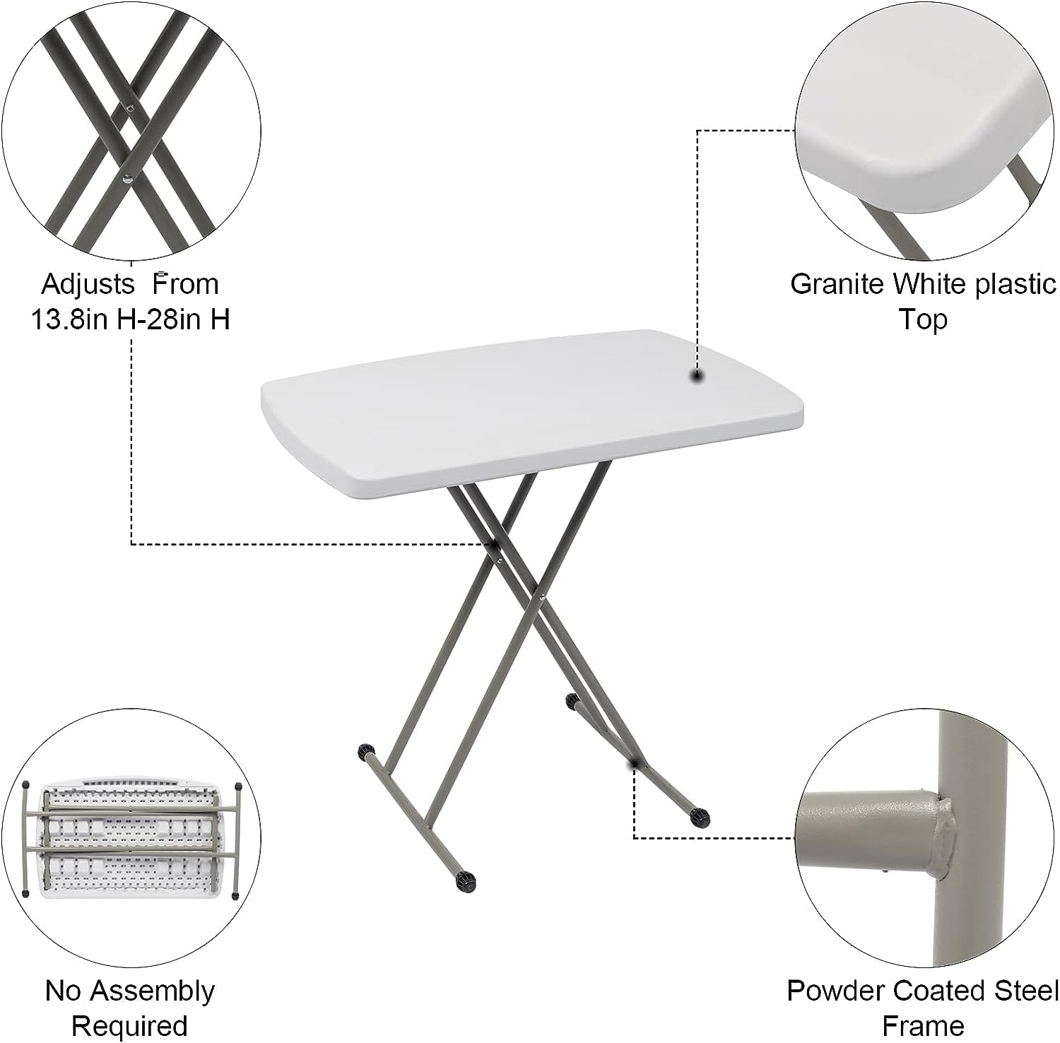 Adjustable Folding Table Personal Laptop TV Tray