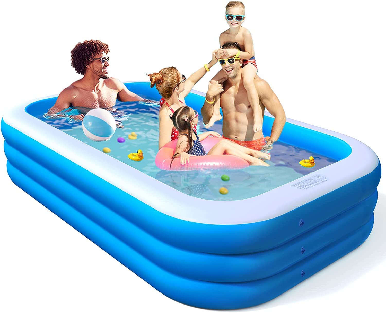 SUGIFT Inflatable Pool,Swimming Pool for Kids and Adults, 120in X 72in X 22in Oversized Thickened Family Inflatable Pool for Kids, Toddlers, Adults, Outdoor, Garden, Backyard, Summer Water Party