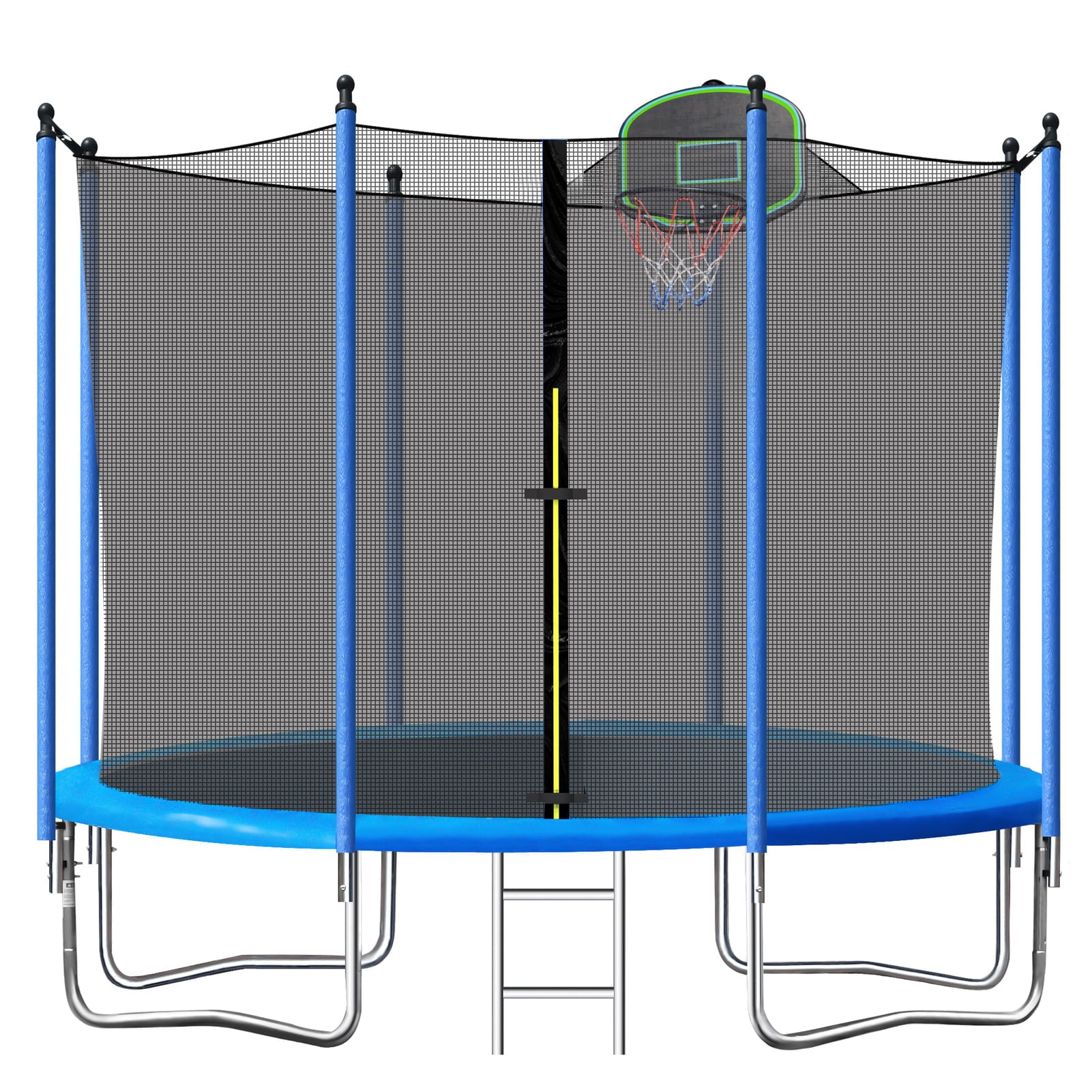 SUGIFT10ft Trampoline for Kids with Basketball Hoop and Enclosure Net/Ladder,Blue