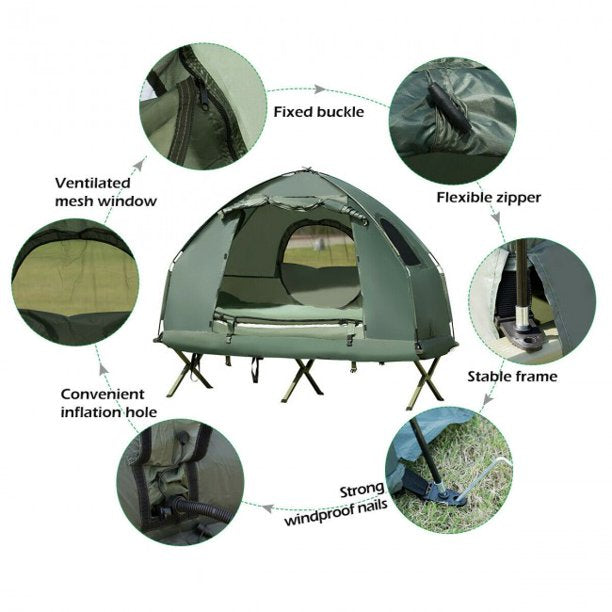 SUGIFT Outdoor Tent 1-Person Compact Portable Pop-Up Tent Air Mattress and Sleeping Bag