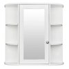 SUGIFT Wooden Bathroom Wall Mounted Storage Cabinet with Mirror Door & 8 Shelves, White