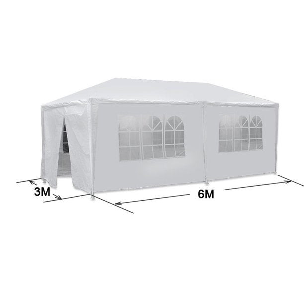 SUGIFT Outdoor Canopy Party Wedding Tent White Gazebo Pavilion with 6 Side Walls