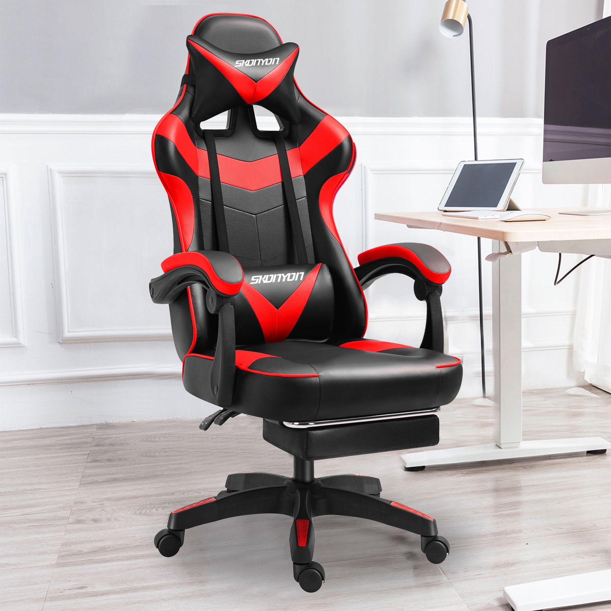 Computer Gaming Chairs with Headrest with Head Pillow, Lumbar Pad,  Footrest, for Adults Teens Desk Chair