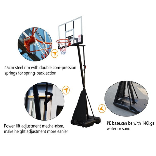 SUGIFT 54 In. Portable Basketball Hoop System, 7.5 - 10 ft. Height Adjustable